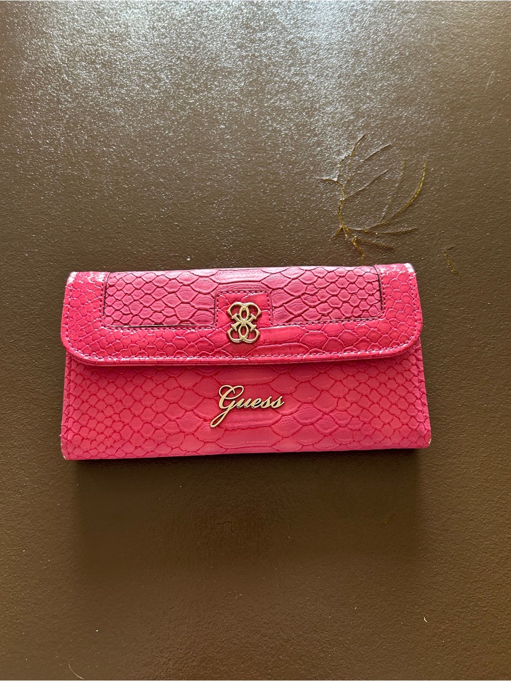 Guess Hot Pink Snake-Embossed Wallet